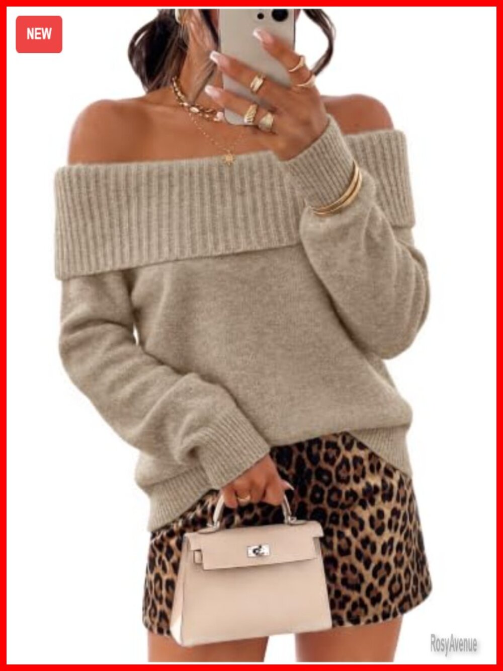 ATHMILE Off Shoulder Oversized Sweater Batwing Sleeve Tunic Pullover